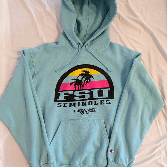 Champion FSU Seminoles Hoodie Women Medium Turquoise Retro Florida State - Picture 1 of 7